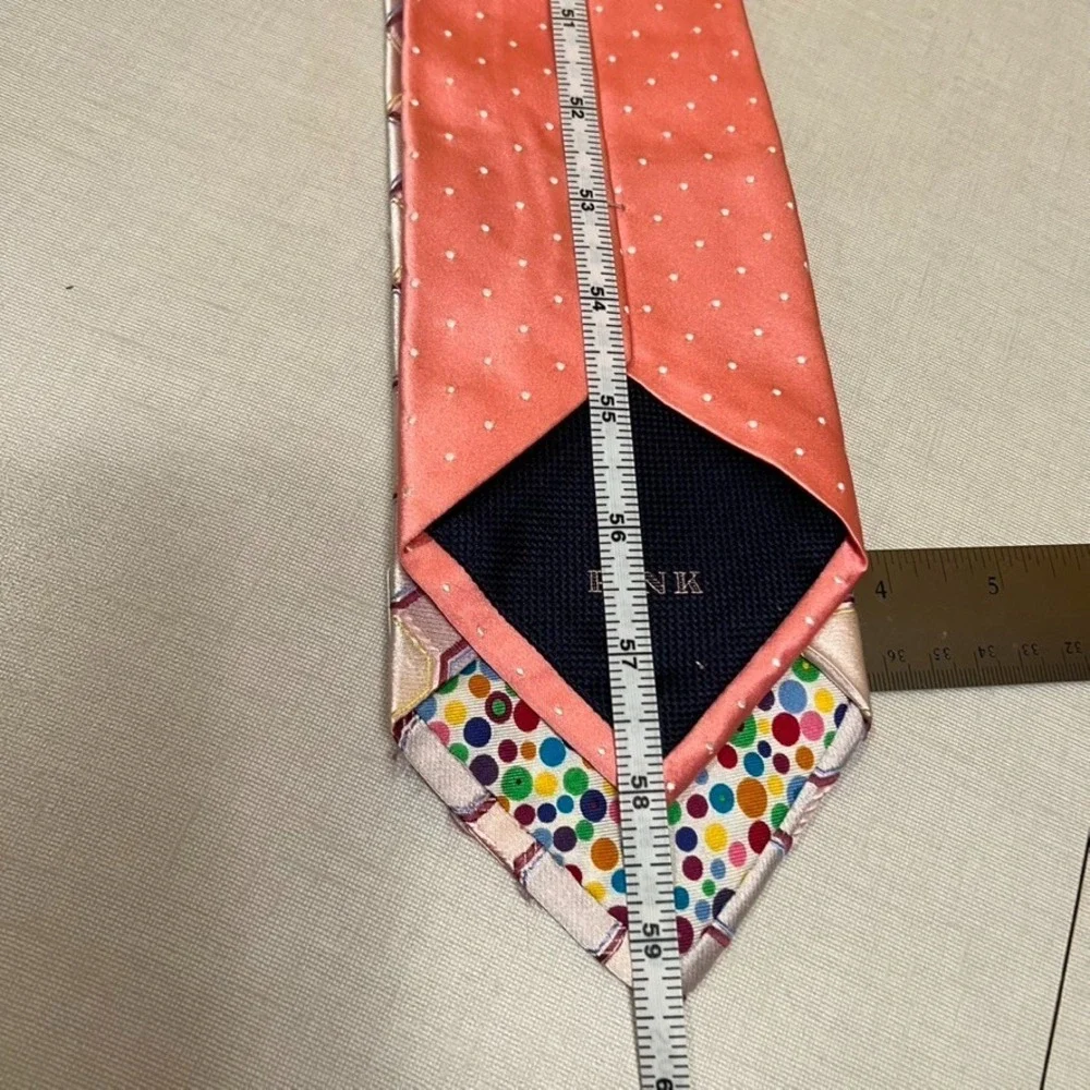 City of London & Thomas Pink Neckties Lot of 2 Silk‎ Geometric Octagon Dots